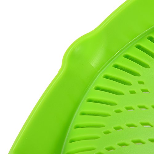 Qiyun Clip-on Green Silicone Pasta Snap Strainer Dishwasher Safe Colander Universal Size Fit Most Pans Suitable for Draining Pasta Vegetables Potatoes etc