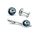 Mens' Silver Set of Cufflinks and Tie Clip Wedding Doctor Who TARDIS Starry Night Gift Box