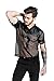 F plus R Mens Novelty Character T-Shirt Fashion Faux Leather Mesh Stitching Tees Black Small