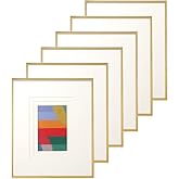 Concepts Set Of 6-10x12 Tripple Matted to 4x6 Gold Metal Picture Frames for Family Photos - Elegant Wallhung and Tabletop Decor in Bulk