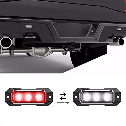 SpeedTech Lights Z-3 9W LED Strobe Light for Police Cars, Construction Trucks, Service Vehicles, Plows, Emergency Vehicles. Surface Mount Grille Flashing Hazard Beacon Light Red/Clear (Red/White)