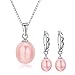 DIAMOVI The Ultimate Sterling Silver Jewelry 100% Real Natural Freshwater Pink Pearls | Silver Chain Pendant & Hoop Earrings | High Quality Pink Pearls For Women | Come In A Fine Jewelry Bag