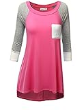 SJSP Women 3/4 Sleeve Colorblocked Detailed Round Neck Tunic Top