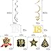 LINGTEER Happy 18th Birthday Decorations - 12Pcs Birthday Black & Gold Swirls Streamer Set,Cheers to Eighteen Years Old Bday Party Decorations Gift Sign.