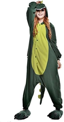 Adult Anime Unisex Pyjamas Kigurumi Halloween Dinosaur Onesie Costume (Large, Green)