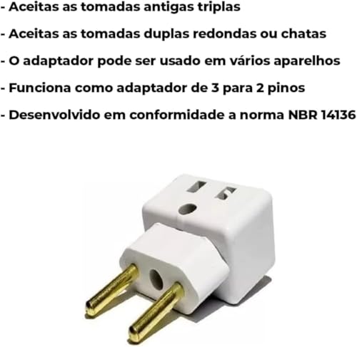 Kit 3 Adaptadores de Tomada Universal Bob Esponja Benjamin 10A/20A até 250V, Para 2 e 3 Pinos Grosso e Fino, Bivolt 110V/220V para Secadores, Chapinhas, Air Fryer, Eletrodomésticos e Eletrônicos