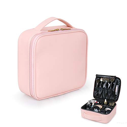 Luxtude Travel Makeup Bag Makeup Case Cosmetic bag, 2-Layer 10.4” Large PU Leather Make up bag, Portable Professional Makeup Train Case Cosmetic Artist Storage Organizer with Dividers for Women (Pink) 1 Luxtude Travel Makeup Bag Makeup Case Cosmetic bag, 2-Layer 10.4” Large PU Leather Make up bag, Portable Professional Makeup Train Case Cosmetic Artist Storage Organizer with Dividers for Women (Pink)