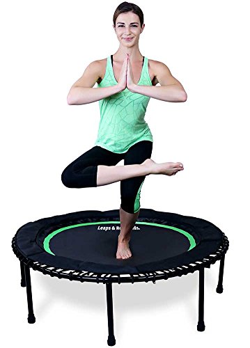 Leaps & Rebounds Bungee Rebounder - In-Home Mini Trampoline - Safety Bungee Cover, 32 Latex Rubber Bungees, Textured Jump Mat - Named Best Value Rebounder - 7 Colors, 2 Sizes