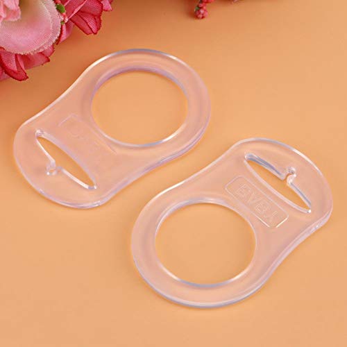 BORDSTRACT 10Pcs Pacifier Clips Adapter, Transparent Silicone Pacifier Clips Adapter Rings