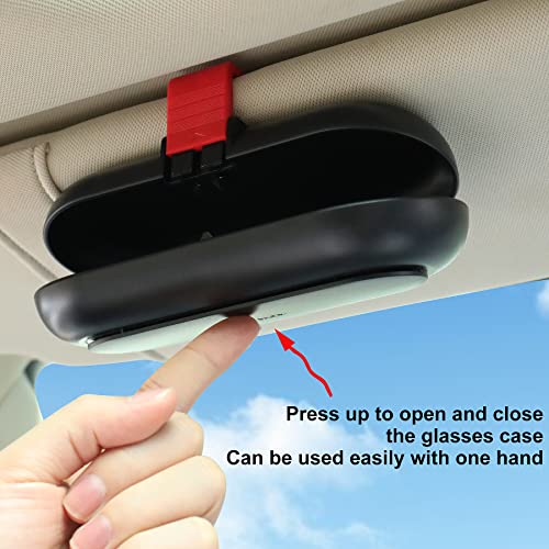 Emoin Sunglasses Holder for Car,Car Visor Sunglass Holder,Auto Sunglasses Holder Case with Card Slot,Universal Car Glasses Holder for Sun Visor,Eyeglasses Visor Organizer Storage Case for Men Women