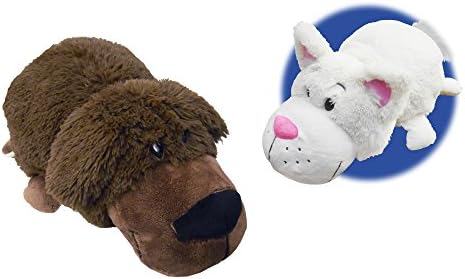 FlipaZoo The 16 Inch Pillow with 2 Sides of Fun for Everyone - Each Huggable FlipaZoo character is Two Wonderful Collectibles in One (Chocolate Lab/White Cat)