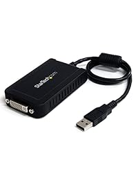 startech  USB a DVI externa Tarjeta de vídeo Multi Monitor Adaptador con 1920 x 1200 tarjeta gráfica USB2DVIE3 (negro), Negro