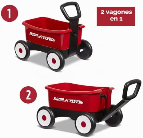 Carrinho ambulante para empurrar e esticar, carrinho de brinquedo vermelho 2 em 1 para crianças pequenas. para crianças dos 1 aos 4 anos