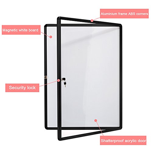 SwanSea Enclosed Notice Board Bulletin Boards for Office,Black