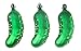 Pickle Christmas Ornament Set by Clever Creations | Metallic Pickles in Green | 3 Pack | Festive Holiday Décor | Lightweight Shatter Resistant | Hangers Included | 1.5