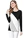 Allegra K Women's Color Block Round Neck Shirt Top S Black White