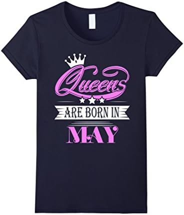 Womens T-Shirt QUEENS ARE BORN IN MAY XL Navy