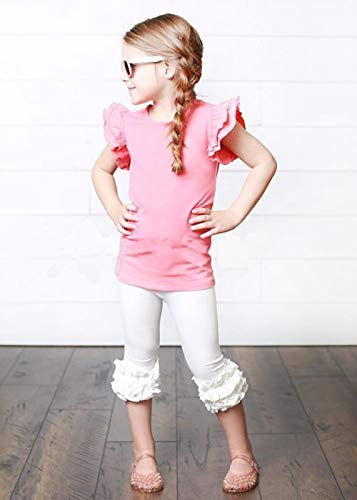 Infant Toddler Baby Girl Top Basic Plain Ruffle T-Shirt Blouse Casual Clothes (0-6 Months, Pink)