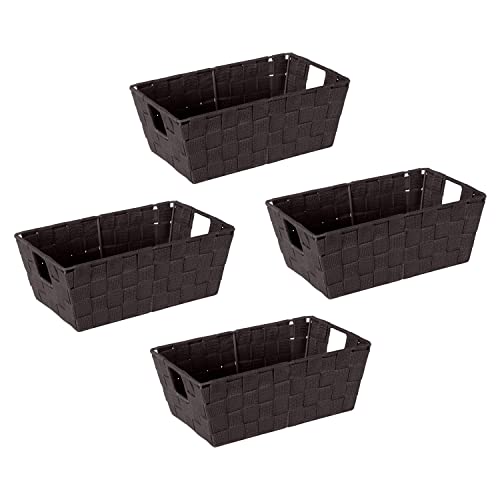 Simplify Small Shelf Woven Strap Tote | Decorative Storage Basket | Built in Ha…