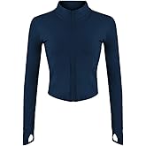 Lviefent Womens Lightweight Full Zip Running Track Jacket Workout Slim Fit Yoga Sportwear with Thumb Holes