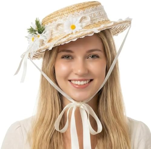 Victorian Hat Tea Party Sun Hat Lace Ribbons Straw Hats Lolita