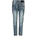 CDB Boys Slim Fit Moto Jeans With Rips and tears, Paint Light Blue, Size 14\''