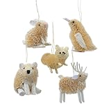 Kurt Adler 3.5-Inch Buri Winter Animal Christmas Ornament Set of 5