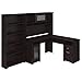 Bush Furniture Cabot 60W L Shaped Computer Desk with Hutch and 5 Shelf Bookcase in Espresso Oak