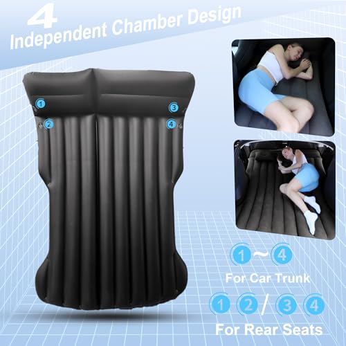 Colchon Coche, Colchón Inflable Cama para Model Y Asiento Trasero Tronco | Cama Hinchable Viajes Camping | Coche de Aire Libre Acampadas para SUV RV VAN Truck|195x130x15cm| Superficie de aglomeración