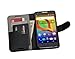 i-UniK Alcatel A30 Kickstand Flip Cover with Card/ID Holder Phone Wallet Case (Black)