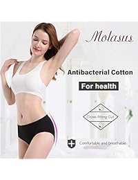 Molasus - Ropa interior para mujer, 100% algodón, calzoncillos de corte alto, sin látex, transpirable, paquete de 4