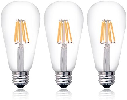 Edison Bulb,[3 Pack] Simex Dimmable Vintage Edison Led Bulb,60W Incandescent Equivalent,2700K Warm White,ST21(ST64) Antique Shape,E26 Medium Base,8W