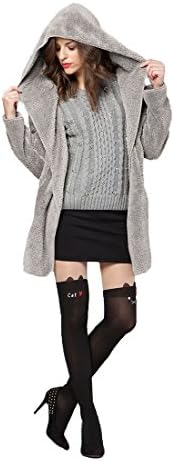 Utopiat Liquidation Stylish Fuzzy Velvet Hooded Casual Super Soft Cozy Jacket with Pocket Unisex Grey L-XL