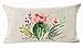 Ink Painting Beautiful Tropical Ornamental Potted Plant Desert Cactus Flowers Unique Design Cotton Linen Home Office Decorative Throw Waist Lumbar Pillow Case Cushion Cover Rectangle 12 X 20 Inches