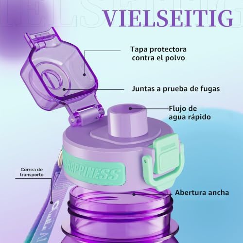 Botella Agua Motivacional, Botella de Agua, 1Litro para beber — foto 2 de 7