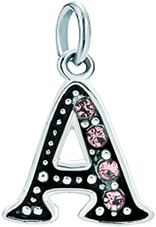Sug Jasmin Pink Crystal Initial A-Z Letter Charm Alphabet Beads For Bracelets & Necklaces