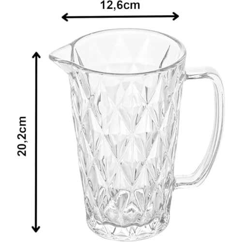 Jarra de Vidro Diamond Design Elegante Resistente Versatil Para Sucos Água Drinks e Cafés Ideal Para Cozinha Bar Restaurante