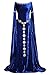 Women Medieval Costume Lace Up Vintage Floor Length Halloween Dress Blue Medieval Fancy Dress (No Belt)