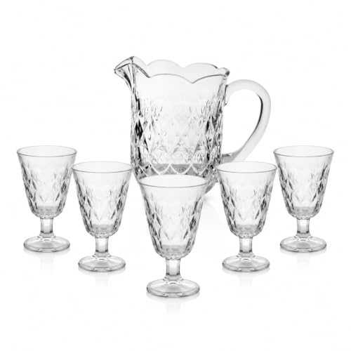 Jogo de Jarra e Taças de Vidro 7 Peças 1,5L com 6 Taças 300ml HABITARA HOME