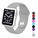 Sxciw AL230 Apple Watch Band, Soft Silicone Sports Replacement Wristband For Apple Watch, 42 mm - Small/Medium - Light Gray