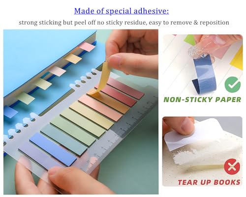 GetALift 3200pcs Sticky Tabs for Books, Colored Book Tabs for Annotating Books, Translucent Sticky Note Tabs for Page Markers Reading Tabs, Writable Post It Tabs Book Flags Sticky Index Tabs (Morandi)