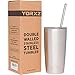 YORXZ Stainless Steel Double-Wall Vacuum Tumbler with Sliding Lid and Straw (20 oz)