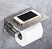 APLusee Brushed Nickel Toilet Paper Holder with Phone Shelf, 304 Stainless Steel Toilet Tissue Roll Holder, Wall Mounted Bathroom Paper Roll Dispenser