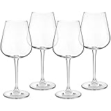 4 Red Wine Glasses - Hand Blown Lead-Free Crystal Glass Imported From The Czech Republic- 450ml (15.2 oz.)