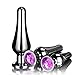 Anal Butt Plug Luxury Jewelry Design Stainless Steel Fetish Large+Medium+Small 3pcs Anal Stimulation Sex Toys for Unisex and Couples (Three-Piece Suit)