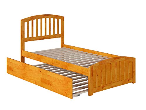 Atlantic Furniture AR8826017 Richmond Platform Bed with Matching Foot Board and Twin Size Urban Trundle, Twin, Caramel