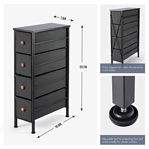 ROMOON Narrow Closet Organizer, 4 Drawer Fabric Storage Bins, Tall