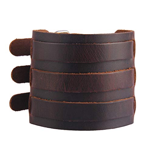AZORA Punk Leather Cuff Bracelet Adjustable Wide Leather Belt Bracelets Arm Cuff Gothic Leather Wristbands Rock Jewelry for Men, Boy, Women - Thumbnail 7
