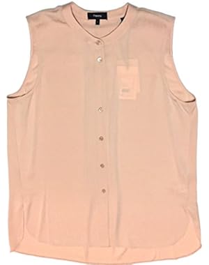Women's Hinzin Button-Down Sleeveless Silk Shirt in Tulip, Large