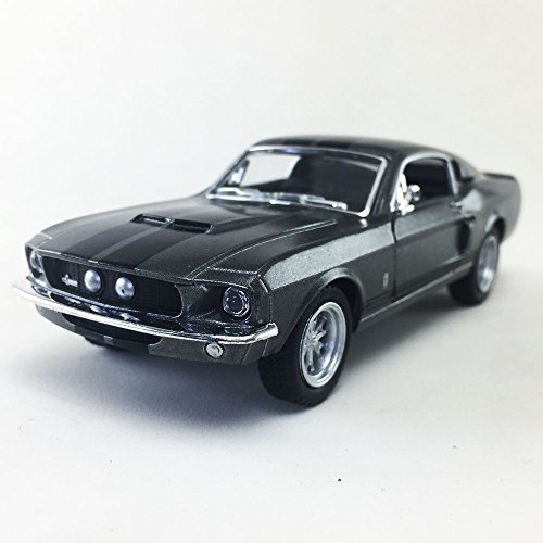 1967 Ford Shelby GT-500 Black Stripes Grey Kinsmart 1:38 DieCast Model Toy Car Collectible